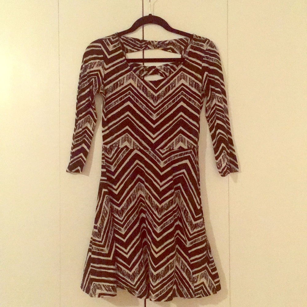 Black and white/tan dress